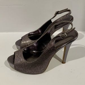 Cathy Jean Sparkle Open Toe Heel 7.5